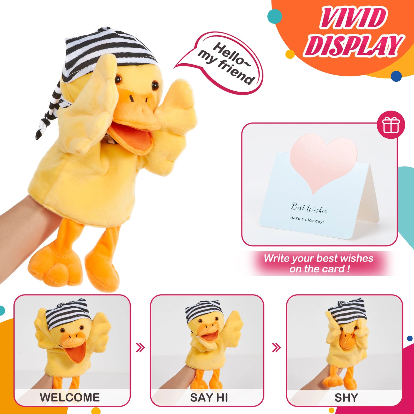 Cute Duck Hand Puppet Plush Toys little bird  Birthday Gift Doll High Quality Stuffed Animals Kids Baby Education Toy