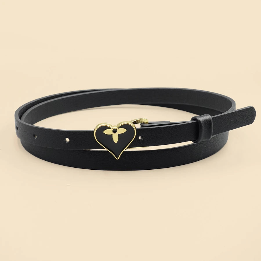 Black Heart-Shaped Fashionable Women's Slim Waist Belt, Y2K Style Personalized Simple Waist Belt, Girls' Skirt Dress Accessories