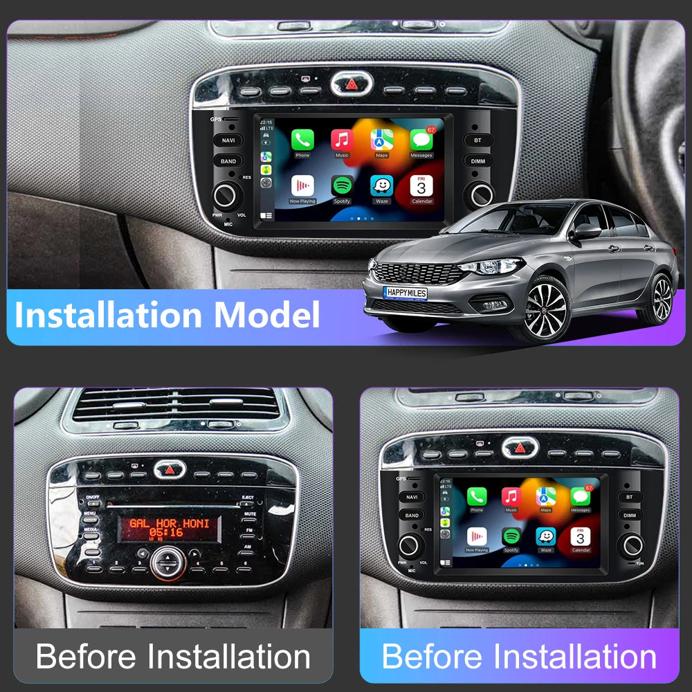 AneQu Android Car Radio for Fiat Punto evo 2010-2017 Car Multimedia Player Support Wireless CarPlay 8Core/4G/GPS