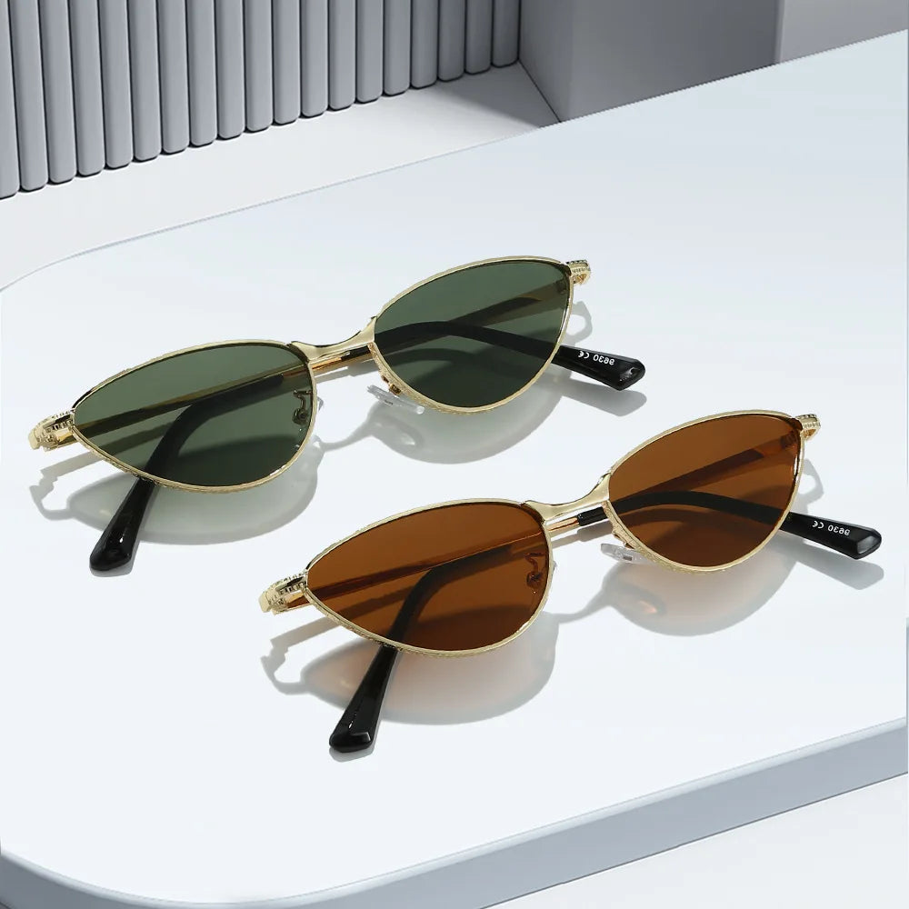 JNPCXI Retro Cat Eye Women Sunglasses Fashion Silver Blue Gradient Shades UV400 Men Sun Glasses