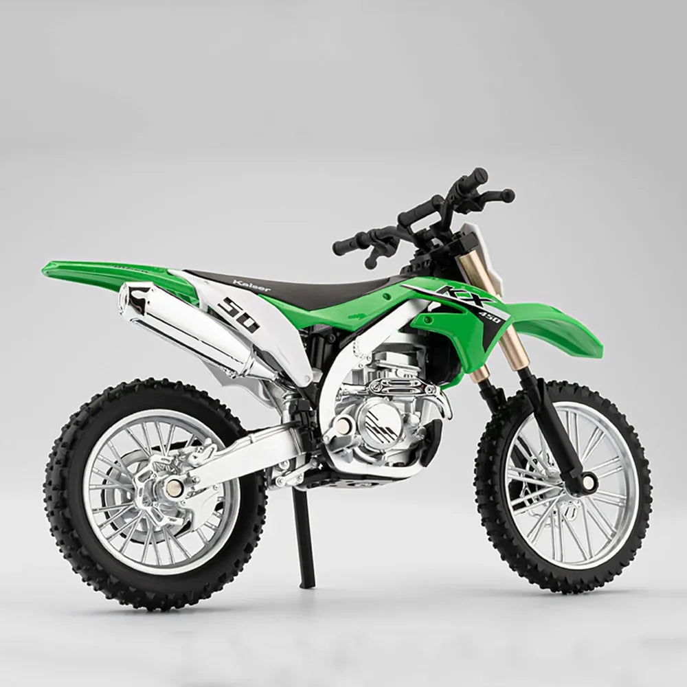 1:12 Kawasaki KX450 Alloy Motorcycle Miniature Models Toys Diecast Cars Front Wheel Steering Shock Absorption Boy's Collectibles