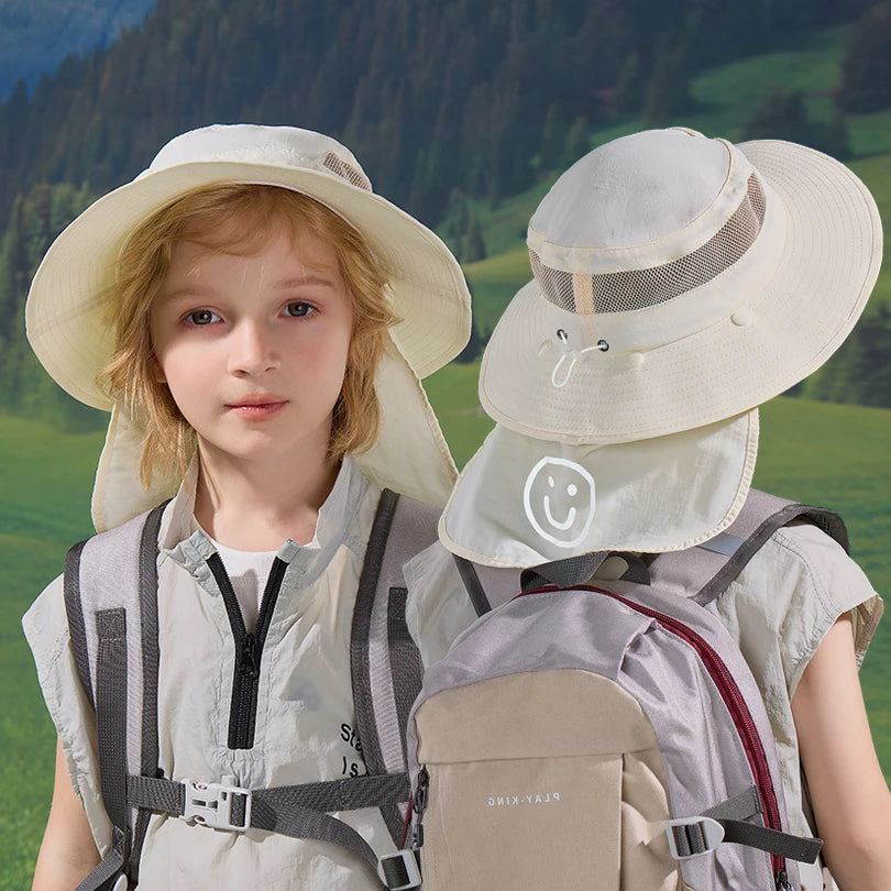 1210Quick-drying l Children's Bucket Hats Kids Wide Brim Beach UV Protection Outdoor Essential Sun Caps
