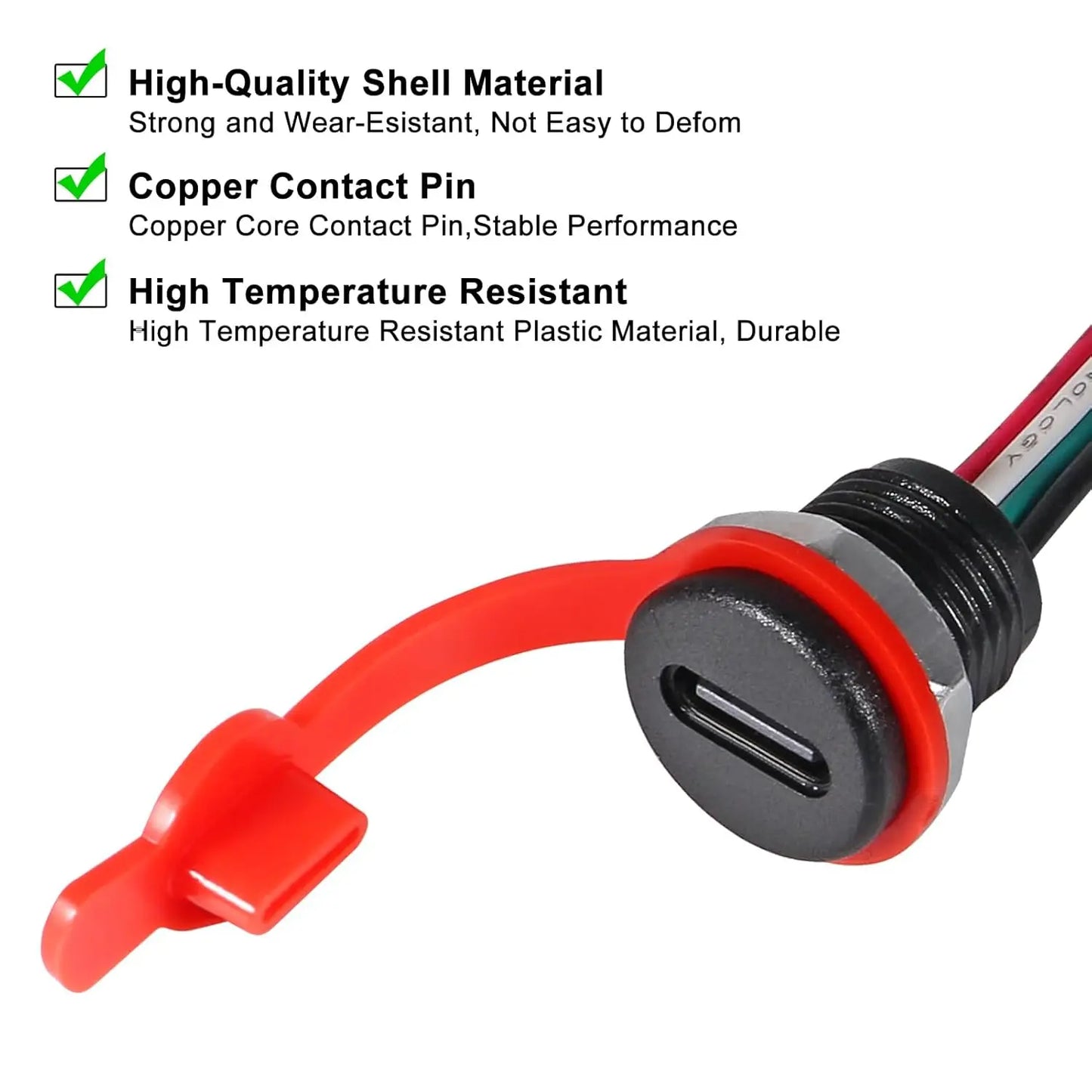 8pcs Type-C Chassis 4Pin No Terminal Type-C Socket Connector Waterproof Jack Female Charging Port 3A USB-C Charger Plug Socket