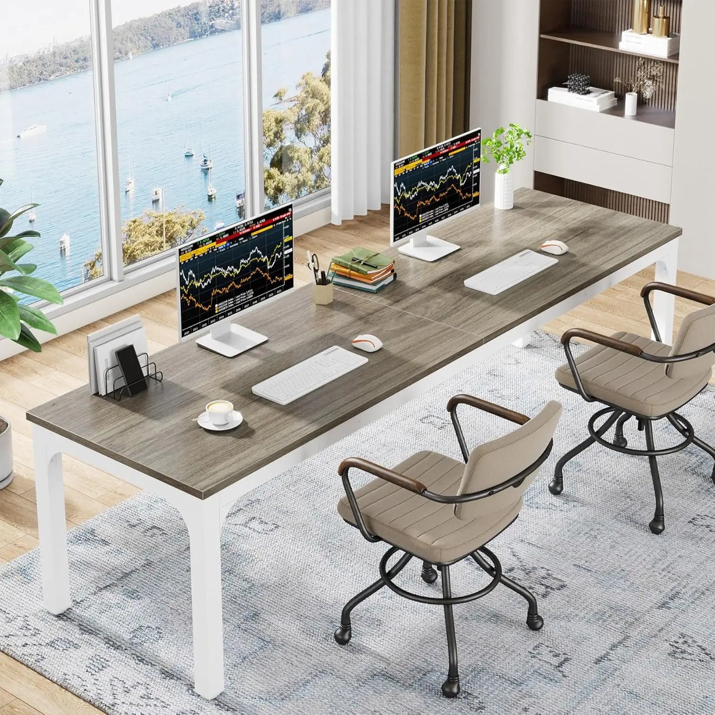 78.7" Extra Long Computer Desk 2 Person Desk, Double Long Desk, Home Workstaion