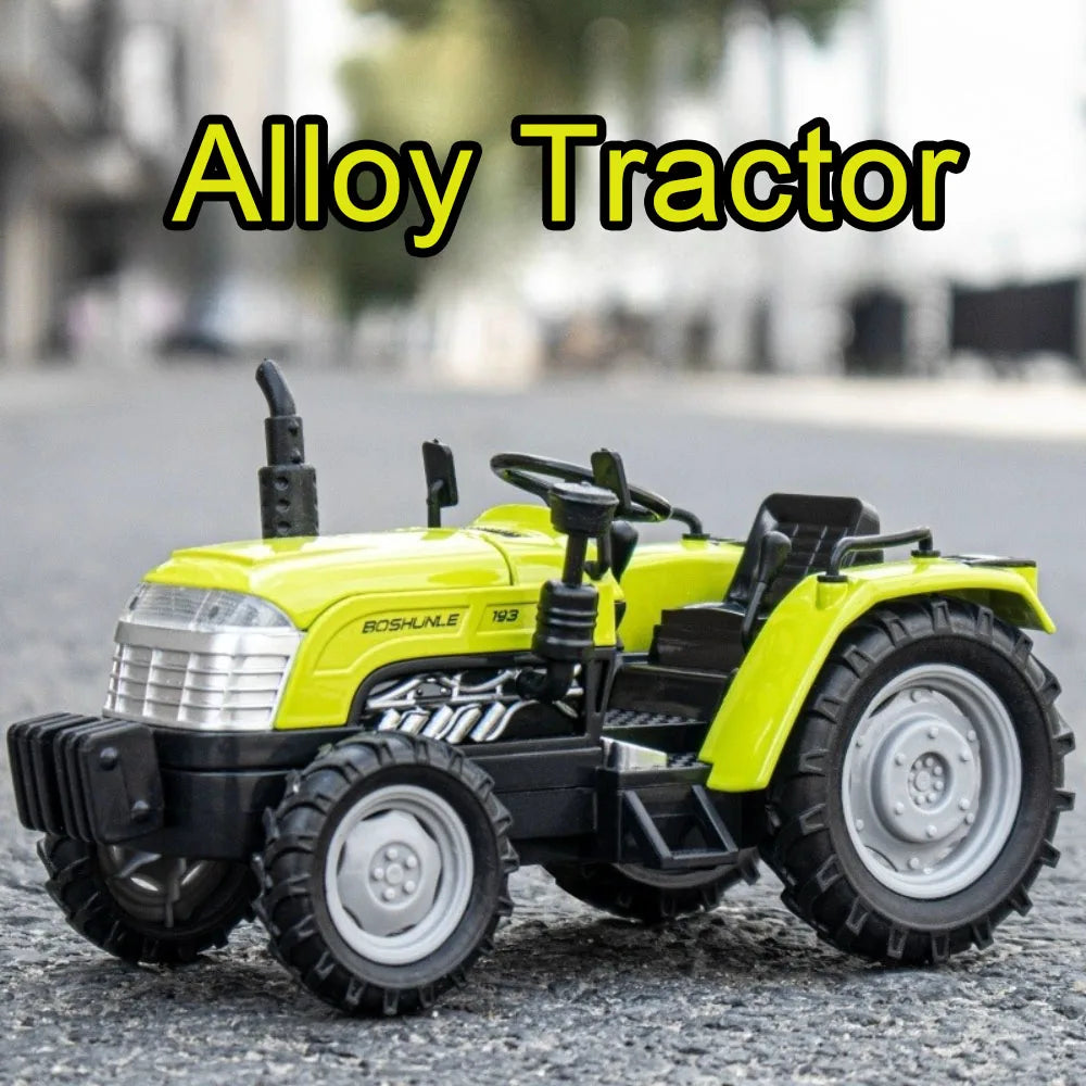 1/32 Simulation Tractor Toys Car Model Alloy Metal Body Agricultural Vehicle Pull Back Sound Light Function Toy Car For Boy Gift