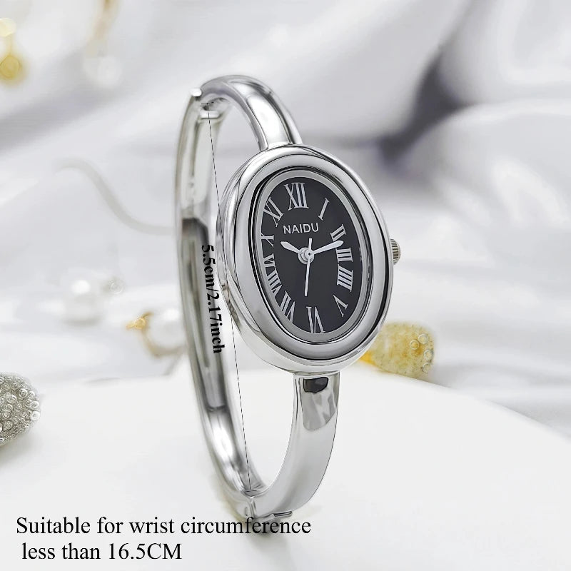 Fashion Women Mid Ancient Style Oval Dial Small Watch Adjustable Steel Strap Quartz Wristwatch Relogio Feminino Dropshipping