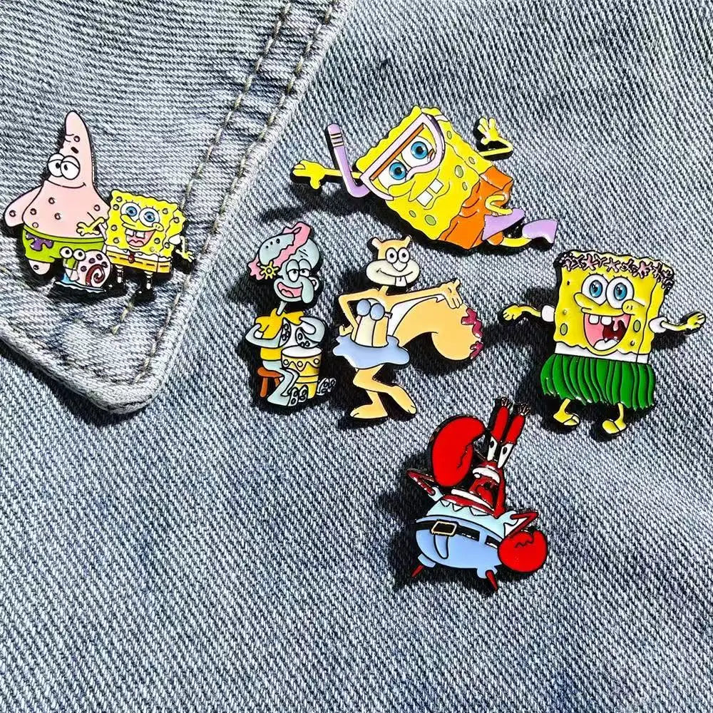 6pcs/Set Enamel Pins Set - Cartoon Character Brooches for Backpacks And Clothing Metal Badges Jewelry Gift Set