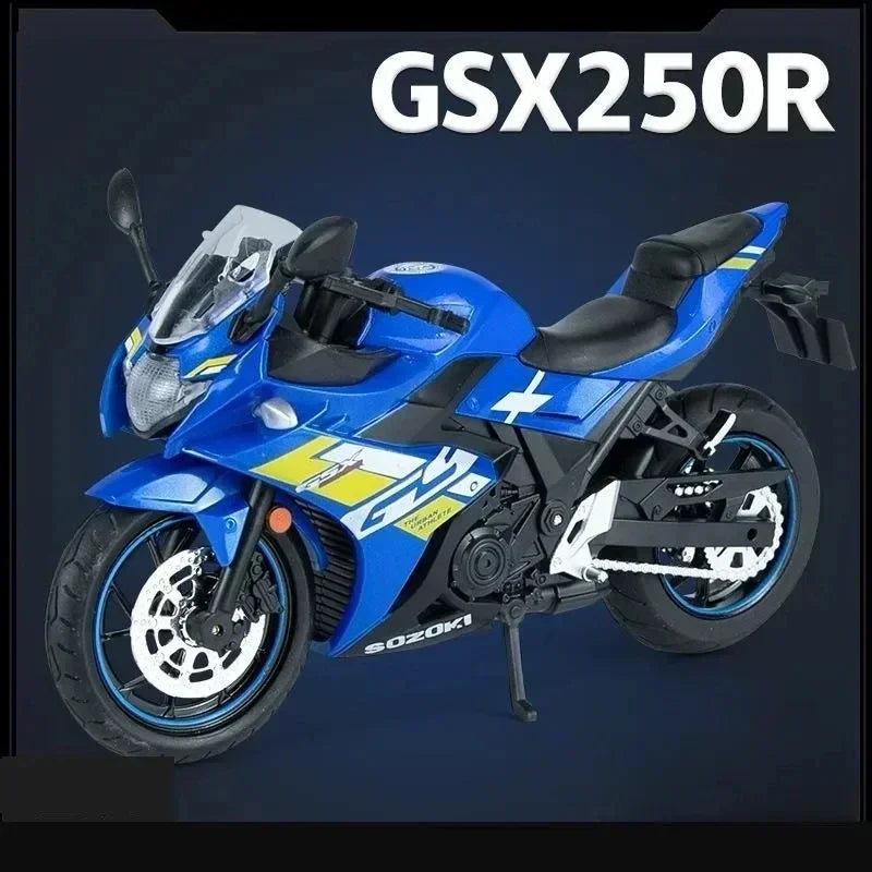 1:12 SUZUKI GSX-250SR GSX-R1000R Alloy Motorcycle Alloy Diecasts Model Racing Toys Sound Light Rubber Tires Motorbike Kids Gifts