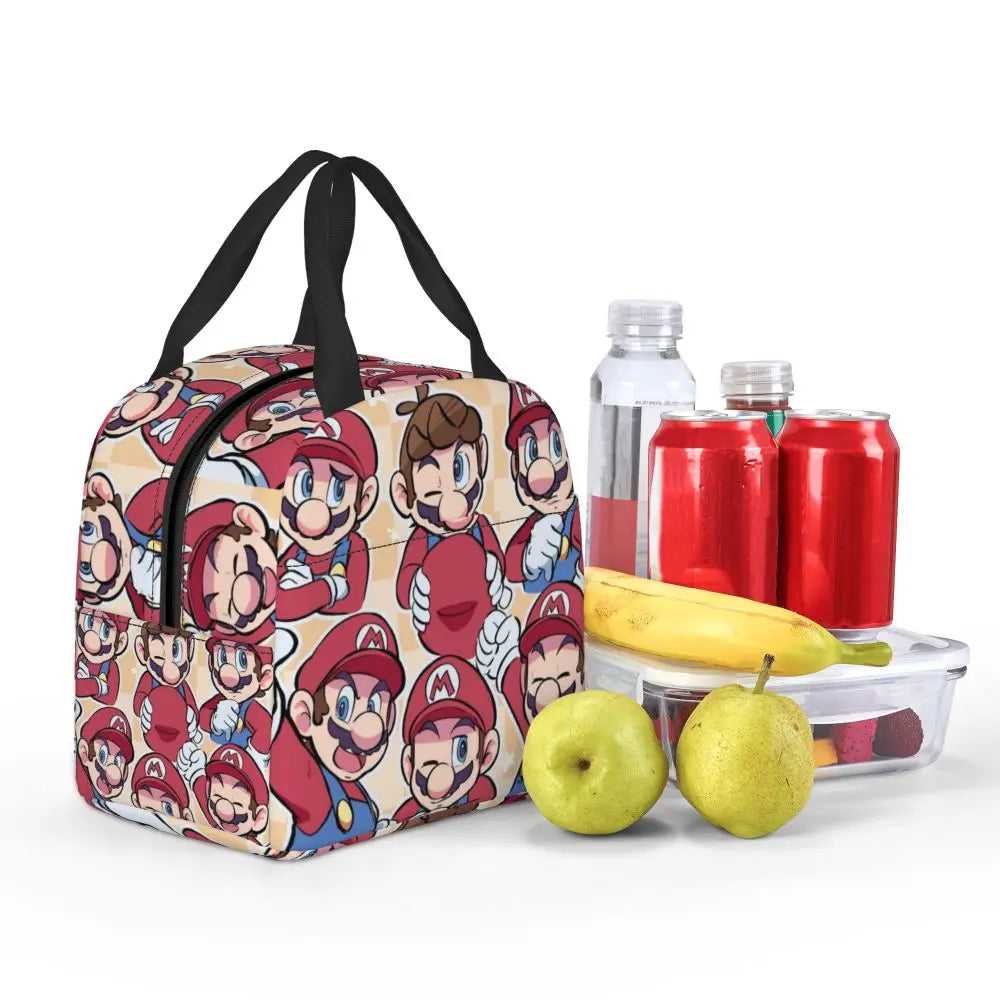 Custom Mario SuperBros Insulated Lunch Bag Reusable Thermal Cooler Lunch Box M18