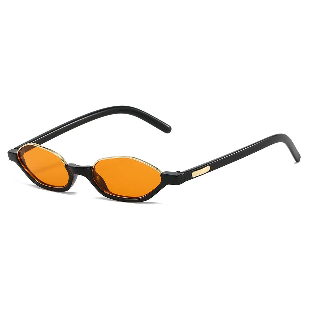 JNPCXI New Semi-Metal Polygon Cat Eye Women Orange Sunglasses Fashion Candy Color Shades UV400 Men Sun Glasses