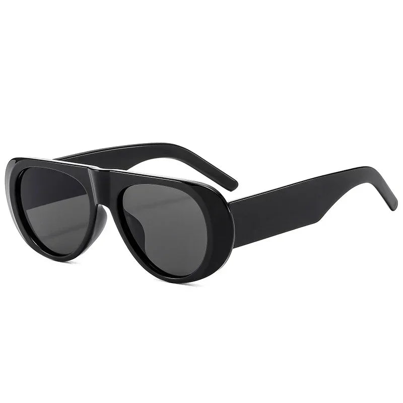 JNPCXI Ins Popular Fashion Pilot Women Sunglasses Retro Tea Blue Shades UV400 Men Trending Wide Legs Sun Glasses
