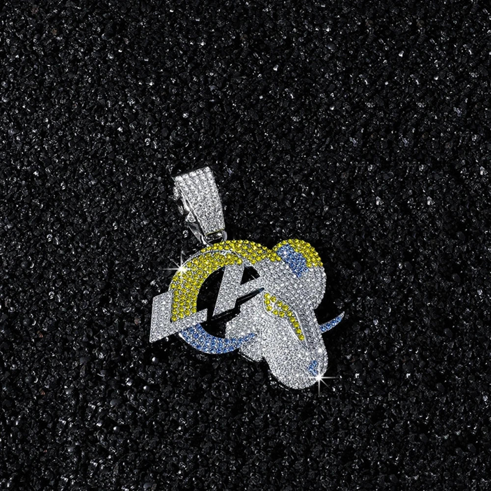 Men's Hip-Hop Personality LOGO Pendant with Cuban Link Chain Iced Out Bling Full Rhinestone Necklaces Fashion Punk Jewelry Gifts