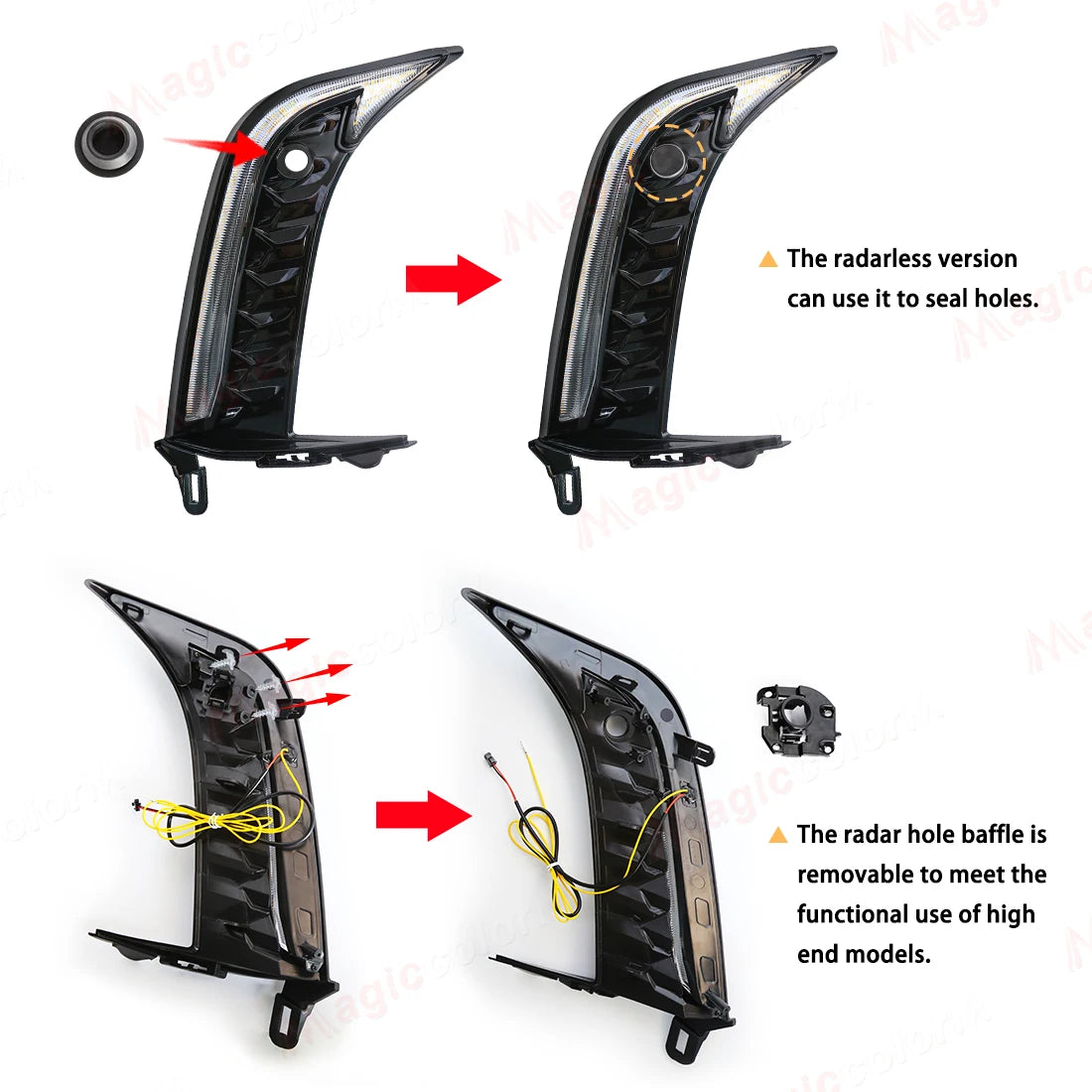 DRL For Toyota Camry SE XSE 2024 2025 Daytime Running Lights with Radar Hole LED Fog Lamp Dynamic Turn Signal Start Up Animation