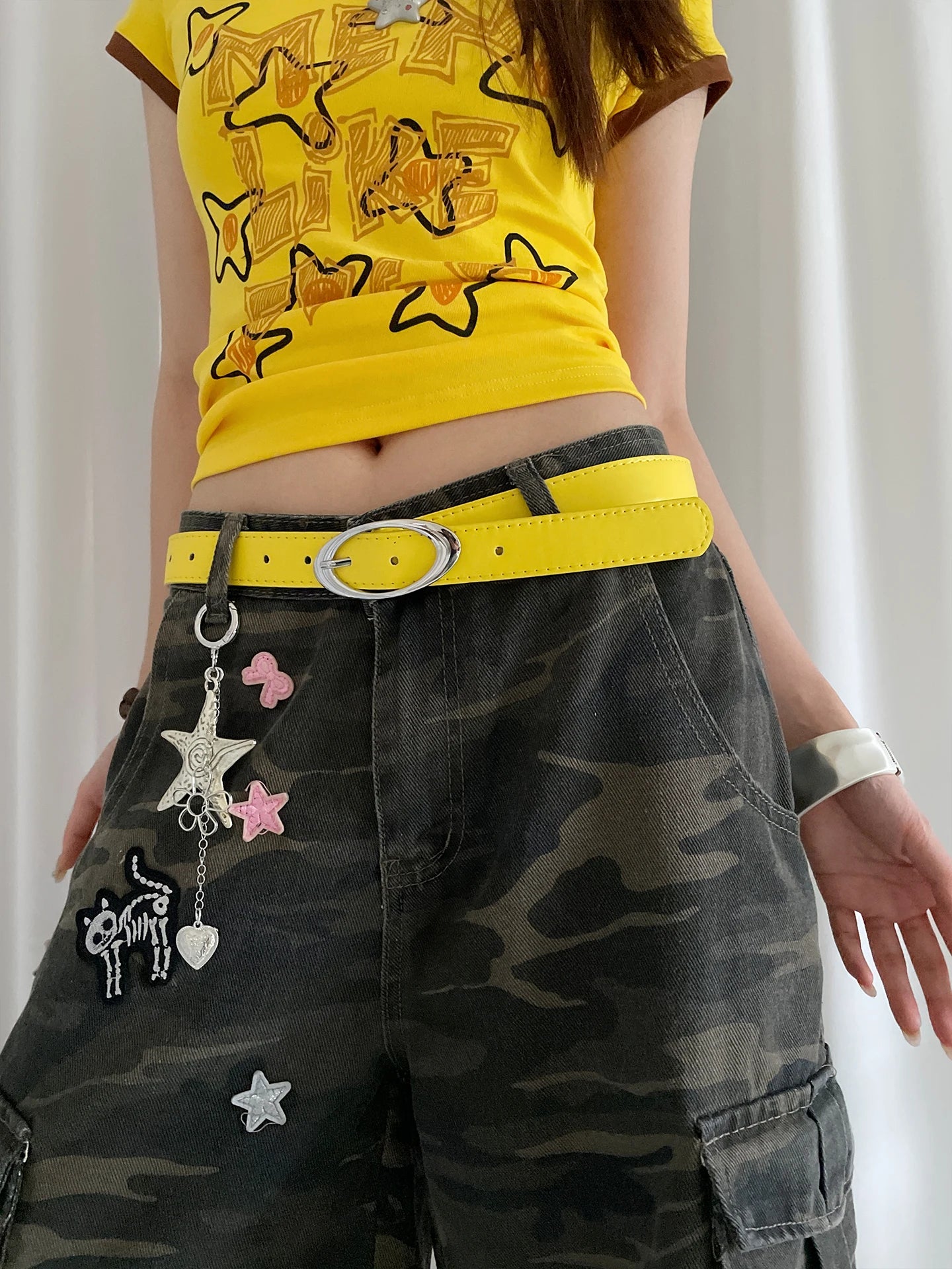 New Korean Style Oval Alloy Button Women's Belt Decoration Dress Suit Jeans Simple And Versatile Belt