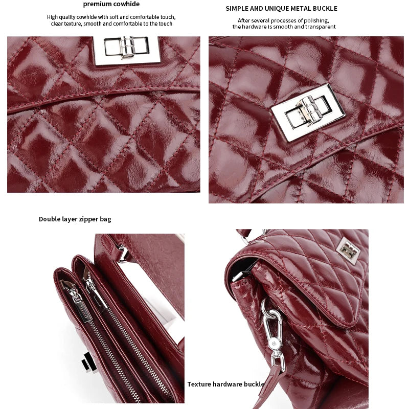 Women Oil Wax Cowhide Crossbody bags Genuine Cow Leather Phone Bag Portable Underarm Bag for Casual Commuter Women Fashion Gift