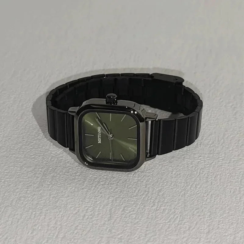 Hot Sale Luxury Brand Black Watch Women Fashion Quartz Watches Ladies Adjustable Stainless Steel Strap Wristwatches Reloj Mujer