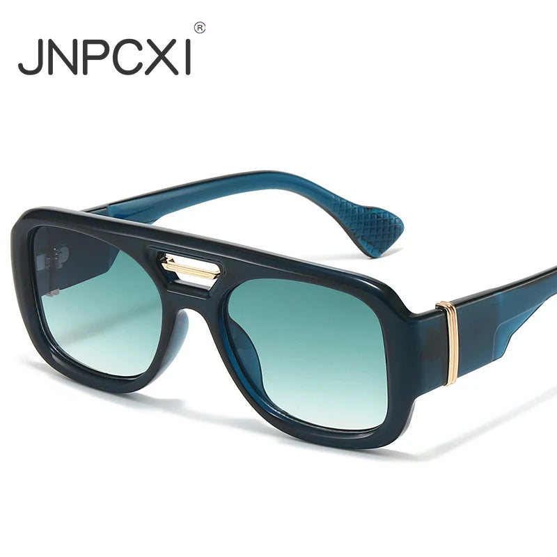 JNPCXI Fashion Square Sunglasses Women Fashion Brand Design Retro Blue Gradient Shades UV400 Men Punk Sun Glasses