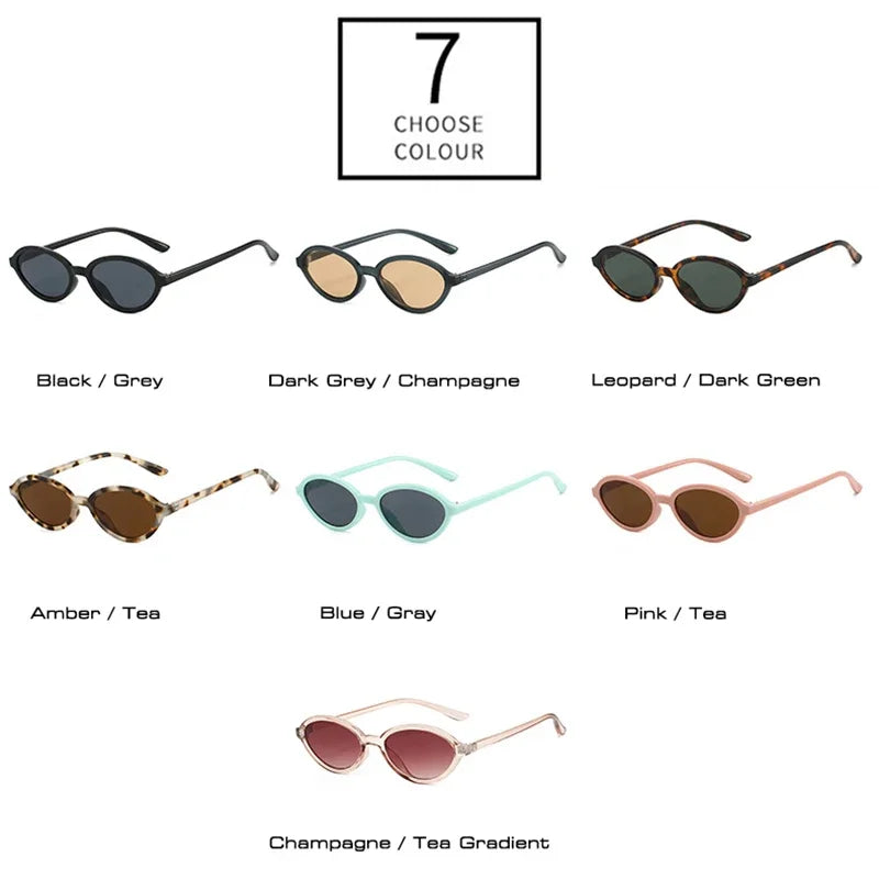 JNPCXI New Fashion Oval Sunglasses Women Retro Punk Gradient Amber Tea Shades UV400