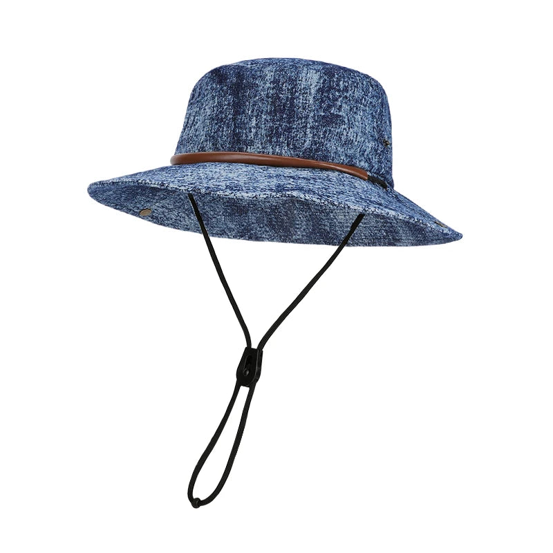 6142-New spring and summer women's outdoor fisherman hats for hiking and fishing, water-washed denim hatswithversatilelargebrims