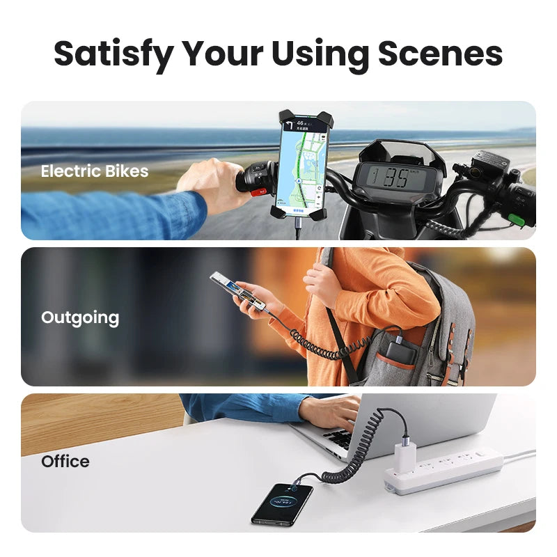 UGREEN 6A SuperCharge For Huawei Honor USB Type C Cable 100W/88W/66W Spring Pull Telescopic Fast Charging Braided USB-C Cable