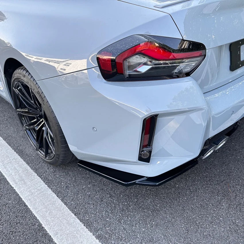 For Bmw 2 Series M2 G87 2023-2026 Car Rear Bumper Rear Lip Corner Wrap Diffuser Body Kits By Gloss Black Carbon Fiber Look ABS