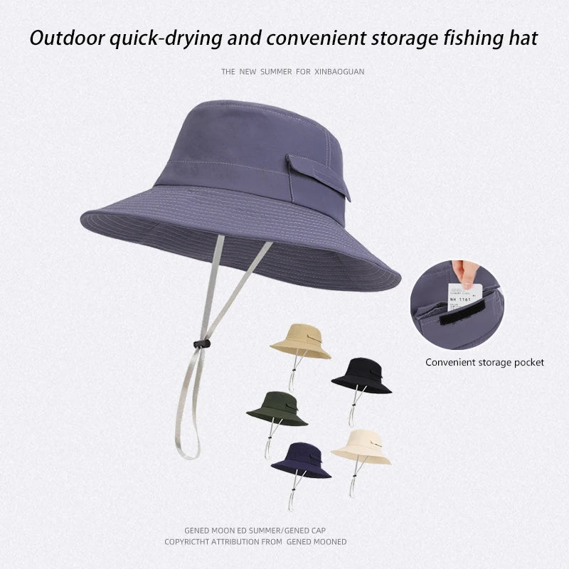 6153-New Spring and Summer Sun Hat for Men - Mountain Climbing and Camping Sun Protection Hat -Quick-Drying WideBrimFishermanHat