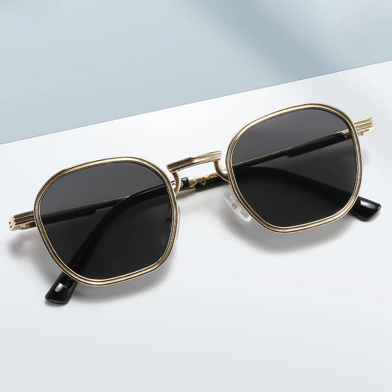 JNPCXI Retro Square Metal Women Sunglasses Shades UV400 Fashion Clear Gradient Shades UV400 Men Trending Punk Sun Glasses