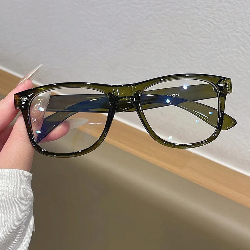 JNPCXI Vintage Real Photo Square Glasses Frame Women Fashion Clear Anti-Blu-Ray Lens Eyewear Men Optical Frame