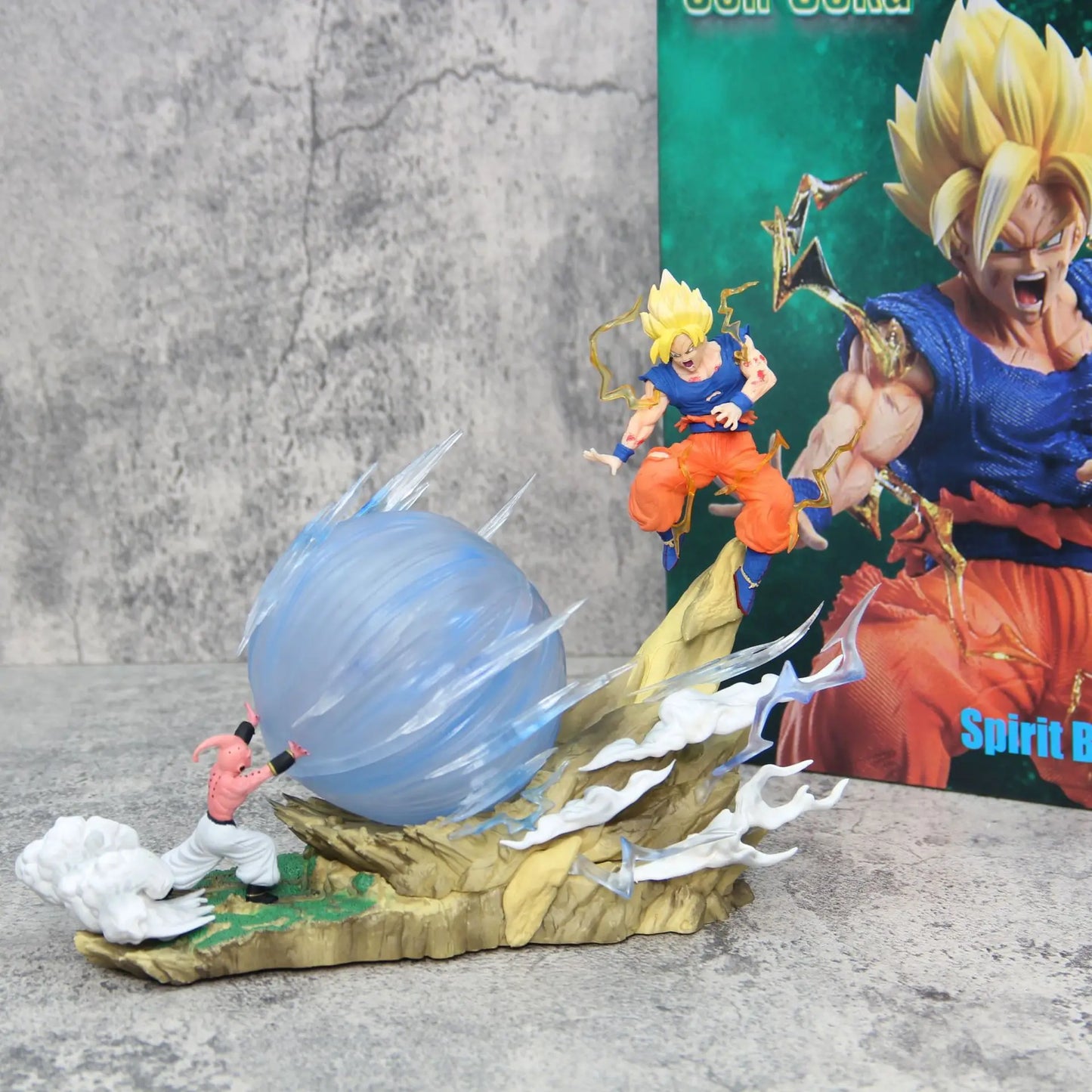 9" Dragon Ball Z Buu Boubou vs Goku Model Super Saiyan Genki Bomb Action Figure