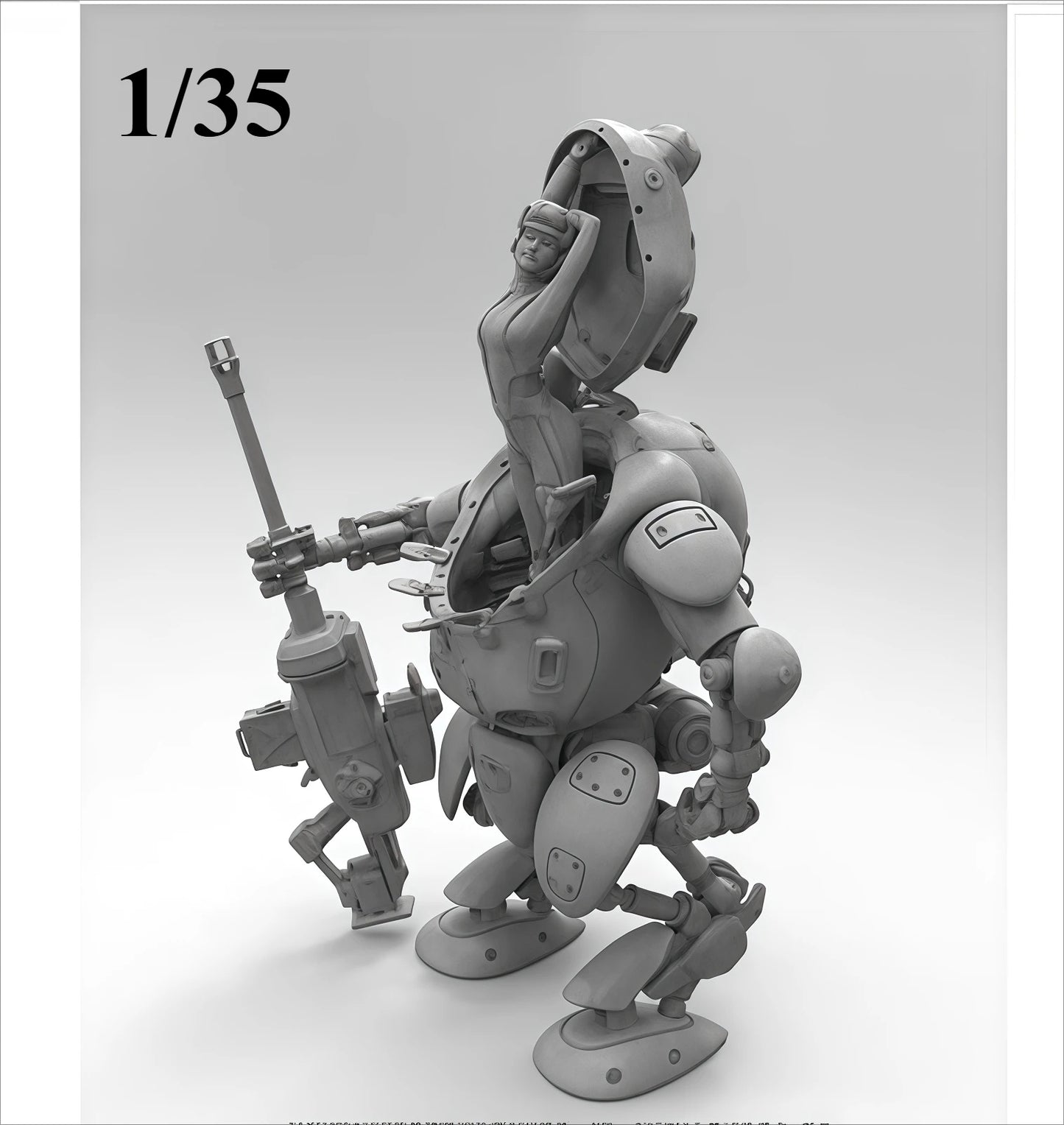 1/35 Cast Resin Model, Scene Model Making Mechanical Infantry and Female Commander Gk, Uncolored Model