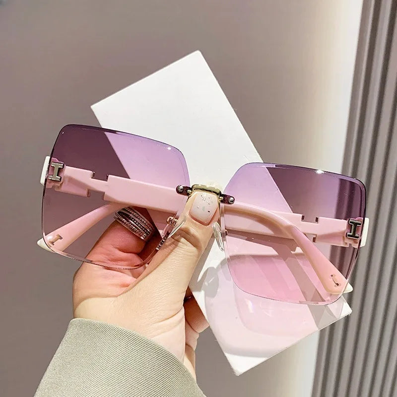 3pcs New Trendy Frameless Gradient Color with A High-end Feel for Women's Fashionable Sunglasses