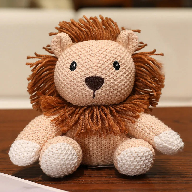Cute Knitted Cartoon Animal Toy Stuffed Cow Cattle Fox Dinosaur Whale Shark Sitting Standing Small Appeasing Gift