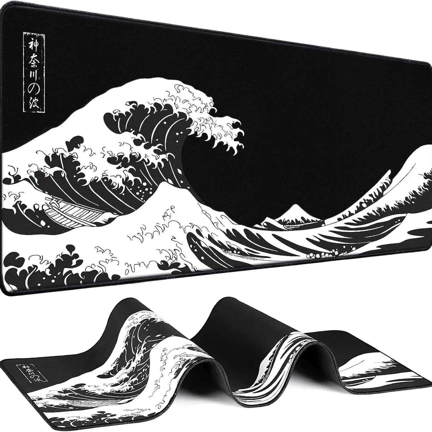 Mouse Pad Gaming - Desk Mat for Keyboard - Kanagawa Large Mousepad for Desk, Japanese Sea Wave Desks Pad with Non-Slip Base