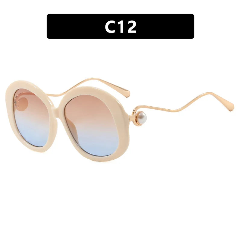 JNPCXI Vintage Round Women Luxury Sunglasses Fashion Pearl Design Glasses Frames UV400 Female Spectacles Frame