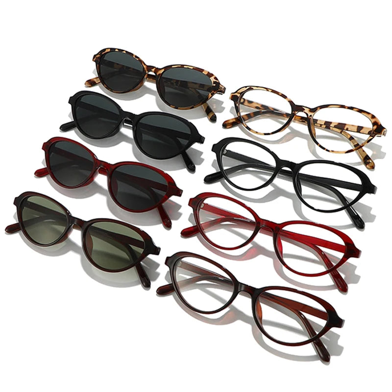 JNPCXI Fashion Cat Eye Sunglasses Women Tea Green Shades UV400 Retro Men Clear Lens Frame