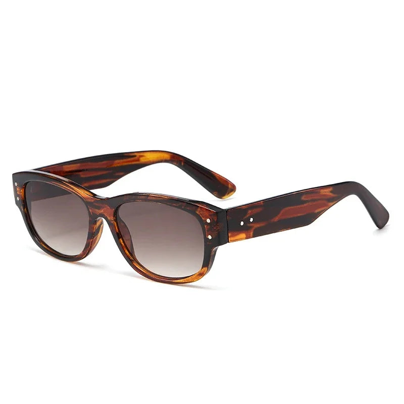 JNPCXI New Square Women Sunglasses Fashion Rivets Leopard Men Gradient Shades UV400 Sun Glasses