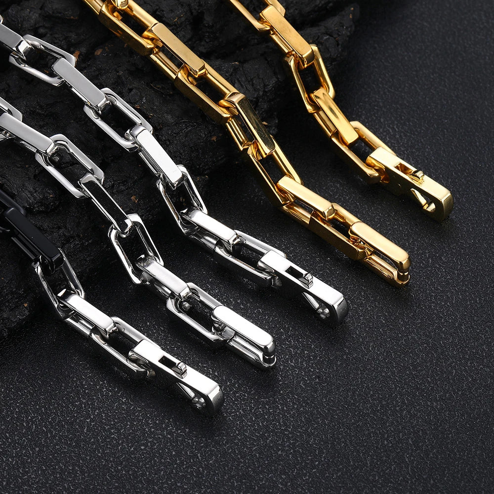 Stainless Steel Coarse Choker Chain, Men's Plated Gold Fashion Bracelet Jewelry