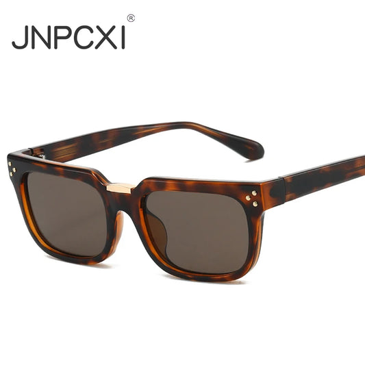 JNPCXI New Luxury Vintage Square Men Sunglasses Rivets Driving Polarized Shades Fashion Gradient Eyewear Trendy Sun Glasses