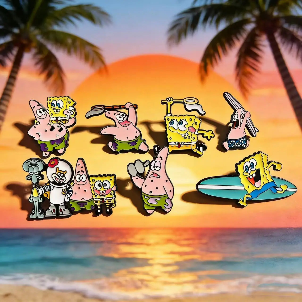 7pcs Cartoon Anime Enamel Pins Set Funny Animation Good Friend Metal Brooch Badges Jewellery Accessories for Gifts
