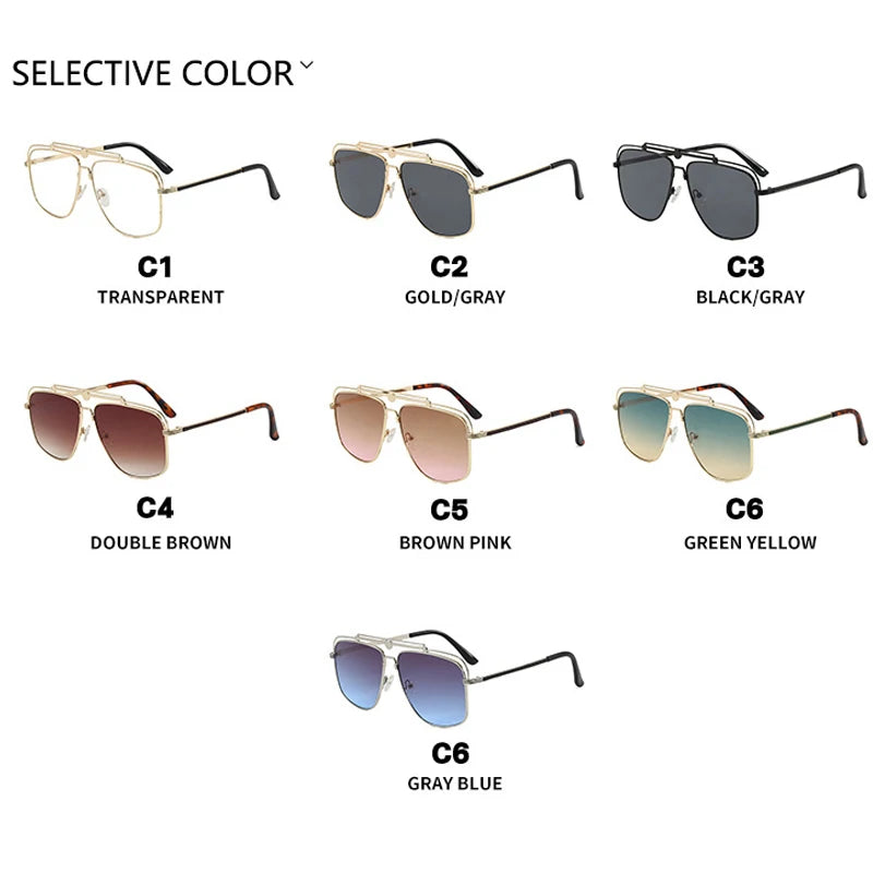 JNPCXI New Vintage Double Bridges Metal Pilot Sunglasses Women Popular Punk Outdoor Driving Men Sun Glasses