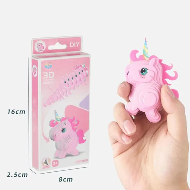 3D Jigsaw Puzzle For Kids Paper Unicorn Rabbit Funny DIY Toy Educational Montessori Manual Assembly