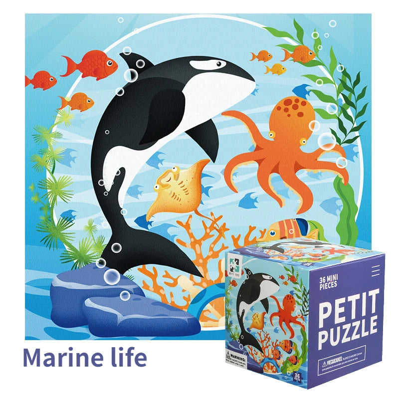 36 Pieces of Children's Paper Mini Cartoon Puzzles Educational Toys Kindergarten Prizes Birthday Gifts English Packaging