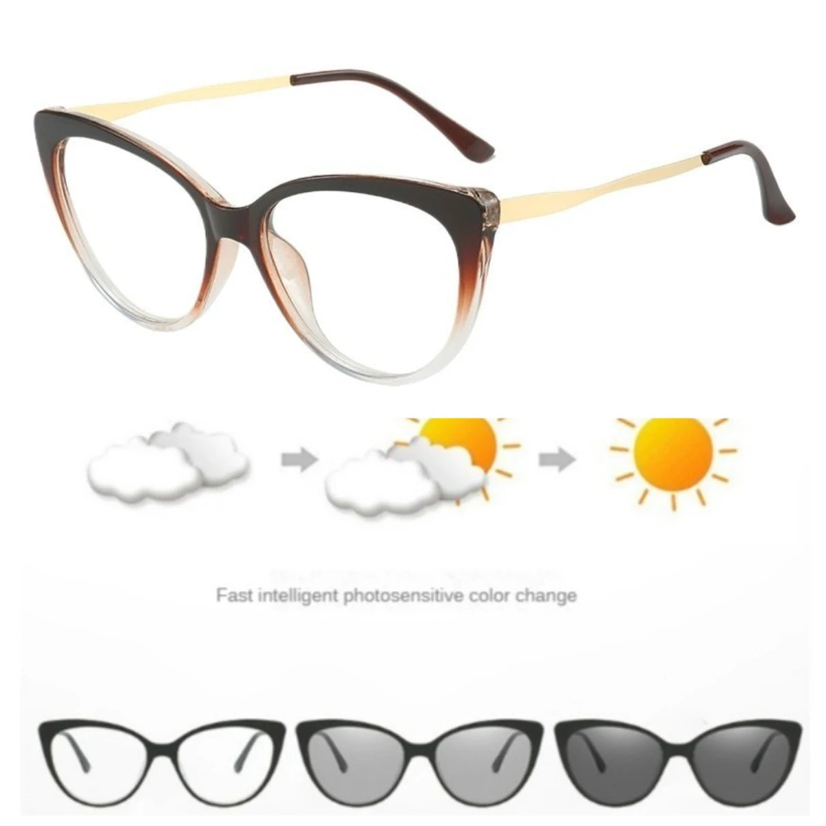 Women Photochromic Optical Glasses Men Anti Blue Light Cat Eye Eye Glasses Unisex Anti Radiation  Eyewear