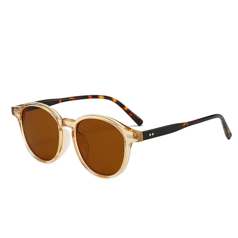 JNPCXI Vintage Round Rivets Punk Sunglasses Women Leopard Blue Shades UV400 Fashion Clear Ocean Lens Men Sun Glasses