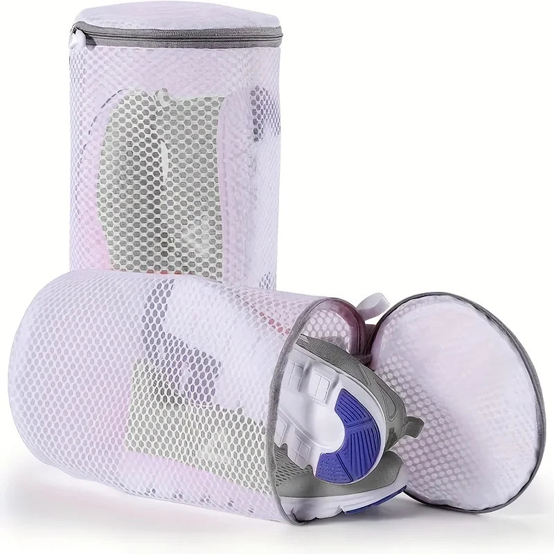 2pcs Shoes Mesh Laundry Bag Machine Wash Clothes Shoes Protective Bag, for University Dormitory Durable Washing Bags
