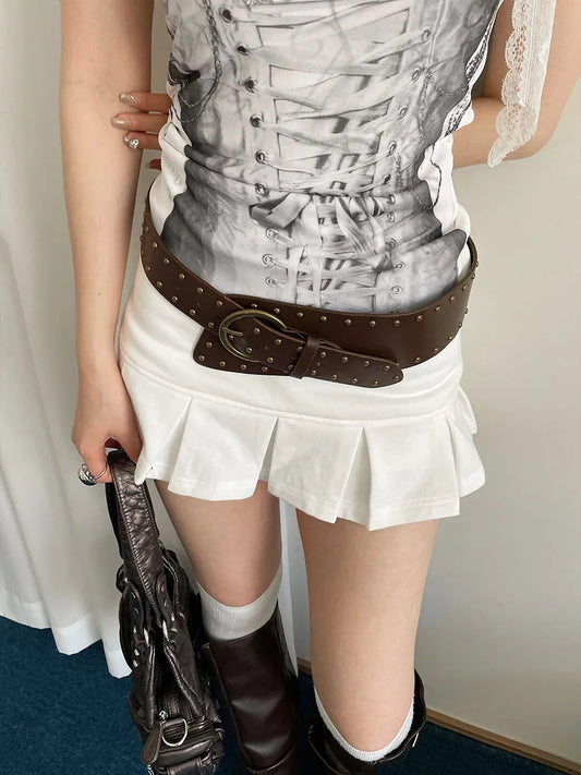 Heavy Industrial Punk Style Rivet Wide Belt For Women 2025 New Model Suitable For Skirts And Jeans Waist Cincher Niche Belt