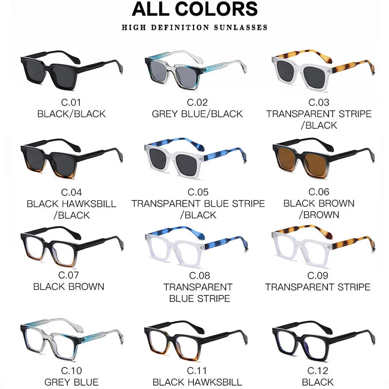 JNPCXI New Square Double Color Sunglasses Women Fashion Shades UV400 Men Trending Sun Glasses