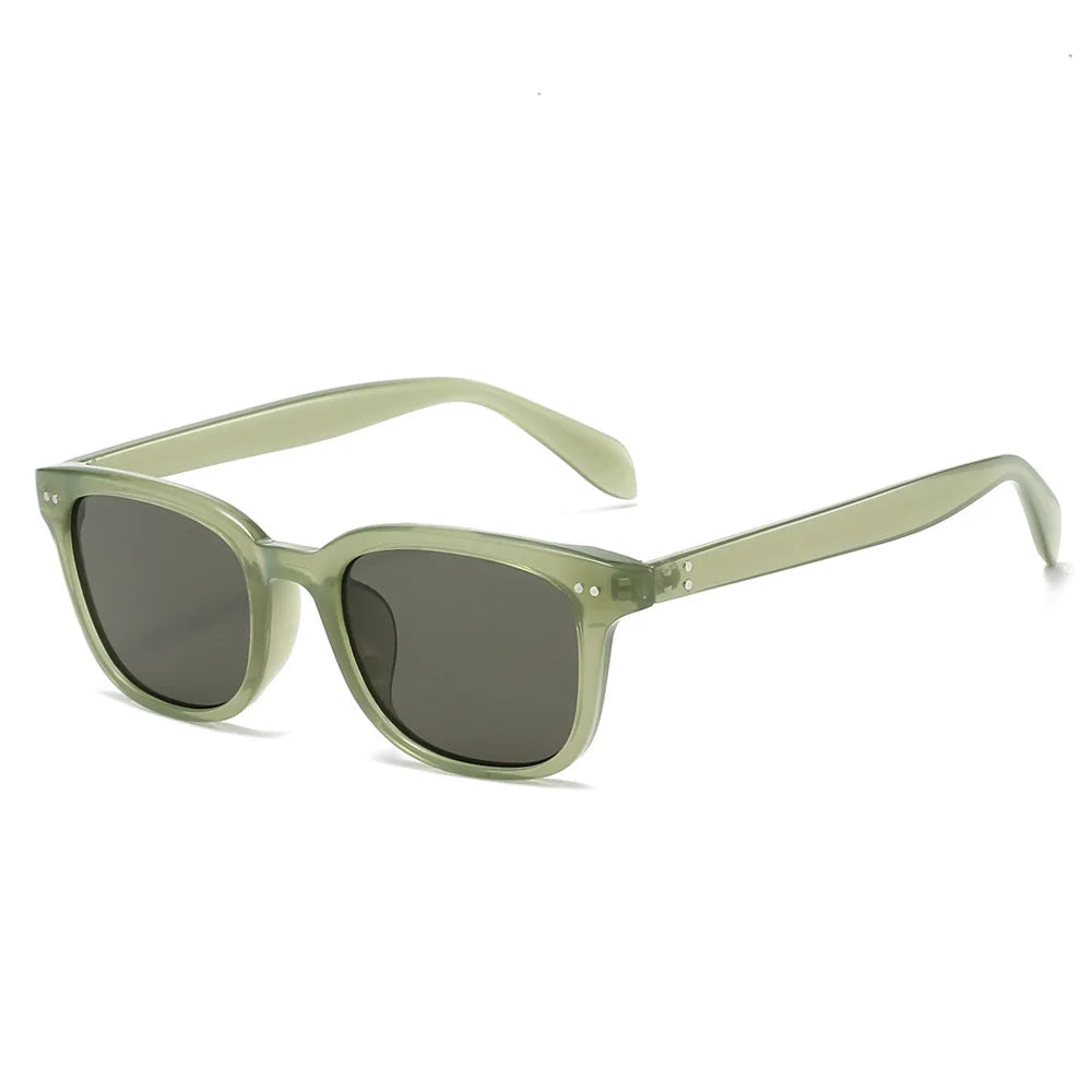 JNPCXI Fashion Square Rivets Men Sunglasses Shades UV400 Retro Women Jelly Color Sun Glasses