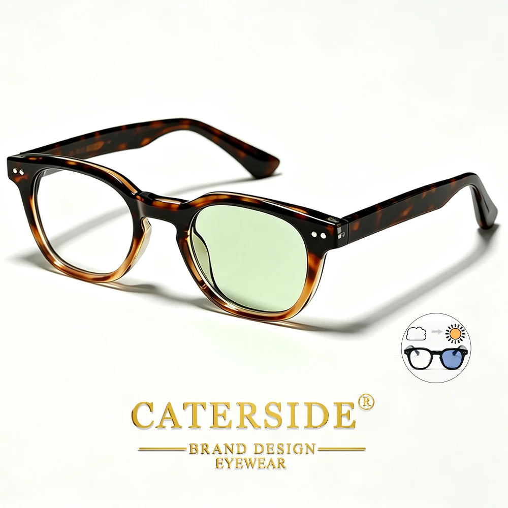 CATERSIDE Retro Men's Photochromic Sunglasses High-Quality Pc Square Sun Glasses Women's Outdoor Travel Business Glasses UV400