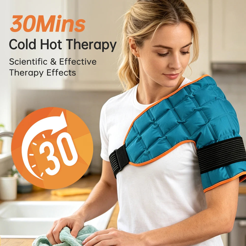 Shoulder Brace Belt Self-absorbing Water Reusable Ice Pack Shoulder Hot & Ice Compress Pad for Pain Relief Sports Injuries Care